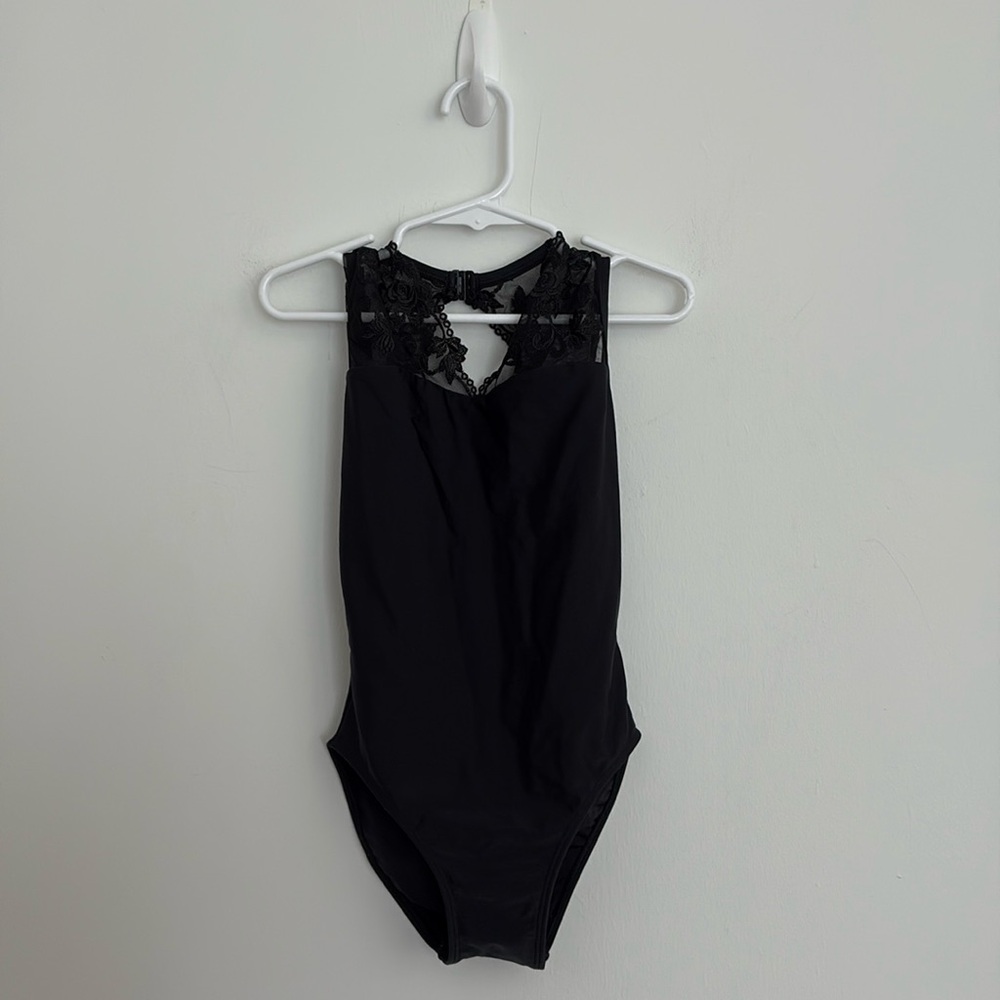 Ballet Rosa Kids Girls Leotard One Piece Bodysuit Size 10 Black Lace Floral